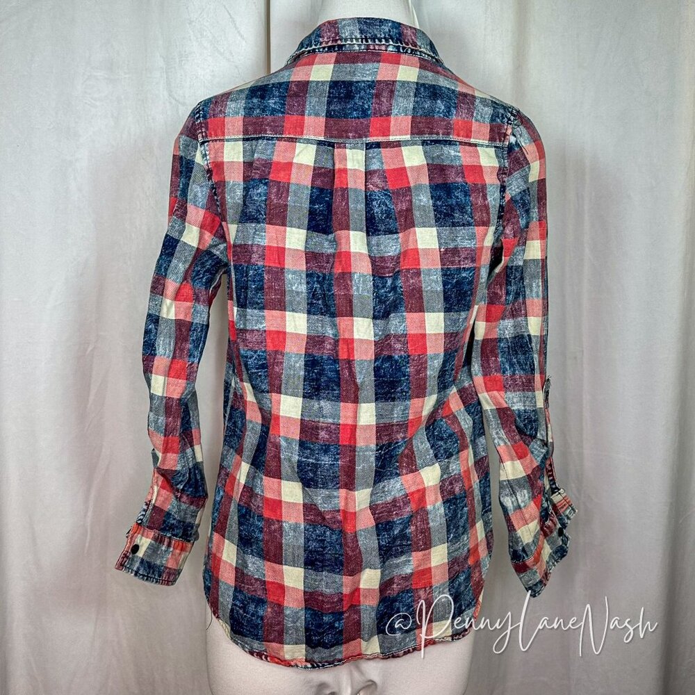 DizzyLizzy Plaid Distressed Button Down Shirt - Picture 6 of 9